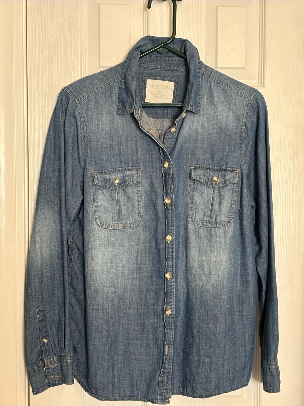 Sonoma Men's Faded Denim Button-Down Shirt - Blue